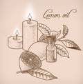 Lemon essential oil and candles