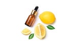 Lemon essential oil in dropper bottle