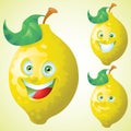 Lemon face expression cartoon character set Royalty Free Stock Photo