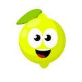 Lemon with face. Eyes, mouth on sour fruit Royalty Free Stock Photo
