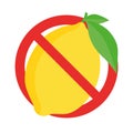 Lemon, fruit ban. Sign isolated on a white background Royalty Free Stock Photo