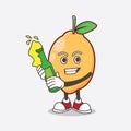 Lemon Fruit cartoon mascot character holding a beer Royalty Free Stock Photo