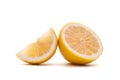 Lemon fruit leaf isolate half on white Royalty Free Stock Photo