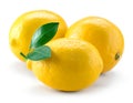Lemon fruit with leaves isolated on white Royalty Free Stock Photo