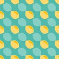 Lemon fruit minimal seamless pattern design illustration on green