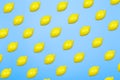 Lemon fruit piece pattern isolated on blue background