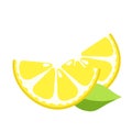 lemon fruit slices with leaves art drawn Royalty Free Stock Photo