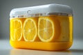 Lemon Slices in Yellow Container Royalty Free Stock Photo