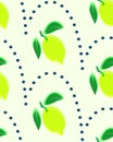 Lemon geometric seamless pattern, hand drawn illustration in yellow, lime green color palette, dot shapes, white