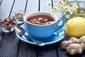 Lemon Detox Ginger Tea Cup Royalty Free Stock Photo