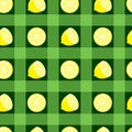 Lemon gingham plaid, tartan fabric texture, vector seamless pattern. Tropical checkered repeat pattern textile design.