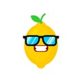 Lemon with glasses isolated. Fruit cool vector illustration Royalty Free Stock Photo