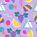 Lemon And Grape Ice Cream In A Seamless Pattern Design