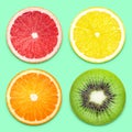 Lemon grapefruit kiwi orange slice Royalty Free Stock Photo