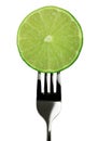 Lemon green on fork isolated