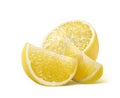 Lemon half and two slices isolated on white background