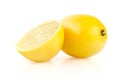 Lemon with Half on White Background