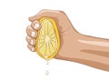 Lemon with hand vector illustration Royalty Free Stock Photo