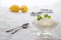 Lemon ice cream with spoons and lemons Royalty Free Stock Photo
