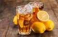 Lemon Ice Tea on wooden table Royalty Free Stock Photo