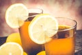 lemon ice tea on wooden table Royalty Free Stock Photo