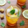 Lemon iced tea with mint Royalty Free Stock Photo