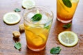 Lemon iced tea with mint Royalty Free Stock Photo