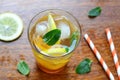 Lemon iced tea with mint Royalty Free Stock Photo