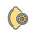 Color illustration icon for Lemon, citrus and slice Royalty Free Stock Photo