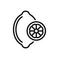 Black line icon for Lemon, citrus and slice Royalty Free Stock Photo