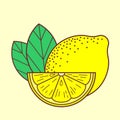 Lemon icon isolated on white background. Vector illustration. Royalty Free Stock Photo