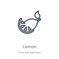 Lemon icon. Thin linear lemon outline icon isolated on white background from fruits collection. Line vector lemon sign, symbol for Royalty Free Stock Photo