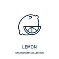 lemon icon vector from gastronomy collection collection. Thin line lemon outline icon vector illustration