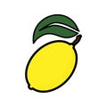 Lemon vector oultine simple minimalistic and colorful illustration