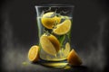 Lemon juice glass. Juice splashes. Refreshig fruits concept. Liquid fruits. Generative AI