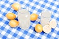 lemon juice and typical yellow sliced lemon on a green chalkboard Royalty Free Stock Photo