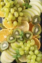 Lemon, kiwi,  Apple slices,  orange , green grapes, mint sprig fresh citrus Royalty Free Stock Photo