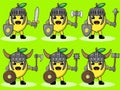 Cartoon of cute Lemon Knight set 2 with shield Royalty Free Stock Photo