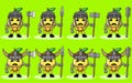 Cartoon of cute Lemon Knight set 6 Two Handed up