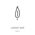 Lemon leaf icon. Thin linear lemon leaf outline icon isolated on white background from nature collection. Line vector sign, symbol Royalty Free Stock Photo