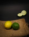 Lemon and lemon isolated on black background. Royalty Free Stock Photo