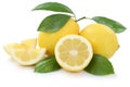 Lemon lemons slice organic fruits isolated on white