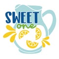 Lemon lettering for greeting card design, signs, sport illustration. Festive decoration, t shirt design.