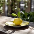 lemon on a light green plate 3