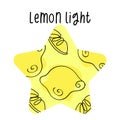 Lemon light star shaped background with lemons. Modern doodle design suitable for logo, label and print development