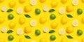 Lemon and lime citrus seamless backdrop texture Royalty Free Stock Photo