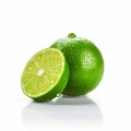 lemon lime isolate ,white background - generative Ai illustration