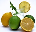 Lemon and Lime juice with natural menta Royalty Free Stock Photo