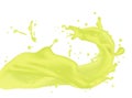 Lemon Lime Juice splash 3d illustration. Cream pouring wave yogurt packaging template. Realistic organic product. Vector