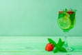 Lemon lime and mint drink cocktail with straw Royalty Free Stock Photo